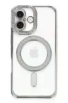 Apple iPhone 16 Plus Kılıf Joke Simli Magneticsafe Kılıf - Gümüş-1