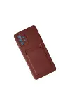 Samsung Galaxy A72 Kılıf Kelvin Kartvizitli Silikon - Bordo-3