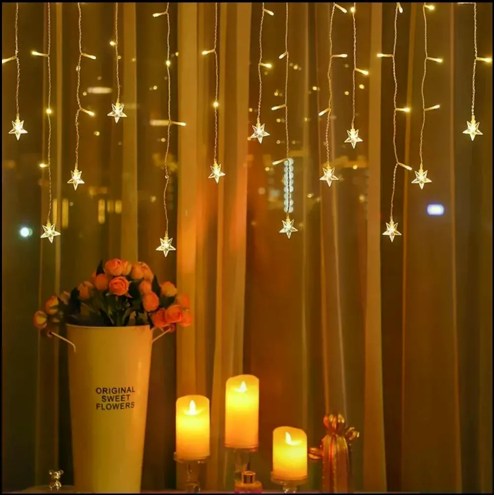 Yıldız 4m 96 Led 19 Saçak 40-50-60cm Gün Işığı Yıldız Boyutu:7cm