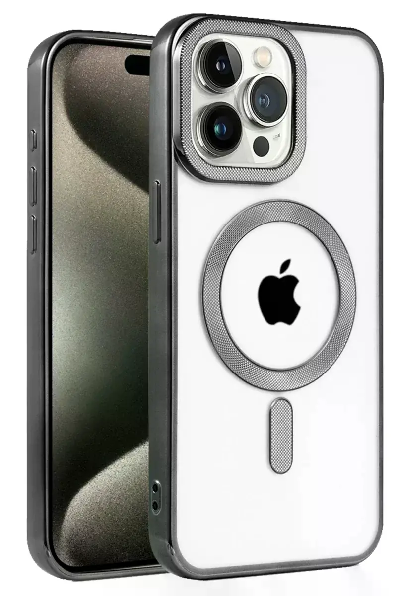 Apple iPhone 15 Pro Max Kılıf Kronos Magsafe Kapak - Siyah