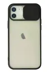 Apple iPhone 12 Kılıf Palm Buzlu Kamera Sürgülü Silikon - Siyah-2