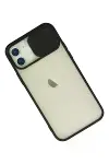 Apple iPhone 12 Kılıf Palm Buzlu Kamera Sürgülü Silikon - Siyah-5