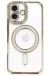 Apple iPhone 16 Kılıf Joke Simli Magneticsafe Kılıf - Gold-2