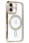 Apple iPhone 16 Kılıf Joke Simli Magneticsafe Kılıf - Gold-1