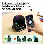 SOUNDPAD 5IN1 - 5W - 2000mAh TEMAS İLE SES YÜKSELTME - TELEFON STAND - USB-C ŞARJ SİYAH İNDİKSİYON S-3