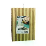 Beyaz Çizgili Ahşap Bambu Kesim Panosu - Kesme Tahtası Metal Kulplu 26 X 36 X 1.4CM-1