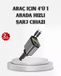 Araç Şarj Cihazı 4 Portlu 66W Hızlı Şarjlı LED Işıklı ve 180° Dönebilir-1
