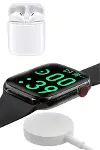 Akıllı Saat Gümüş Kasa Bluetooth Kulaklık Hediyeli Çok Fonksiyonlu İkili Set-8