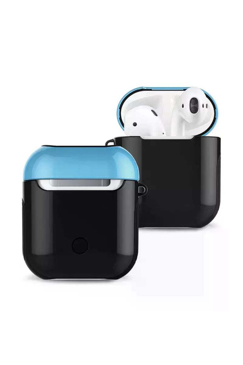 Apple Airpods 2 (2.nesil) 3in1 Kılıf - Siyah-Mavi