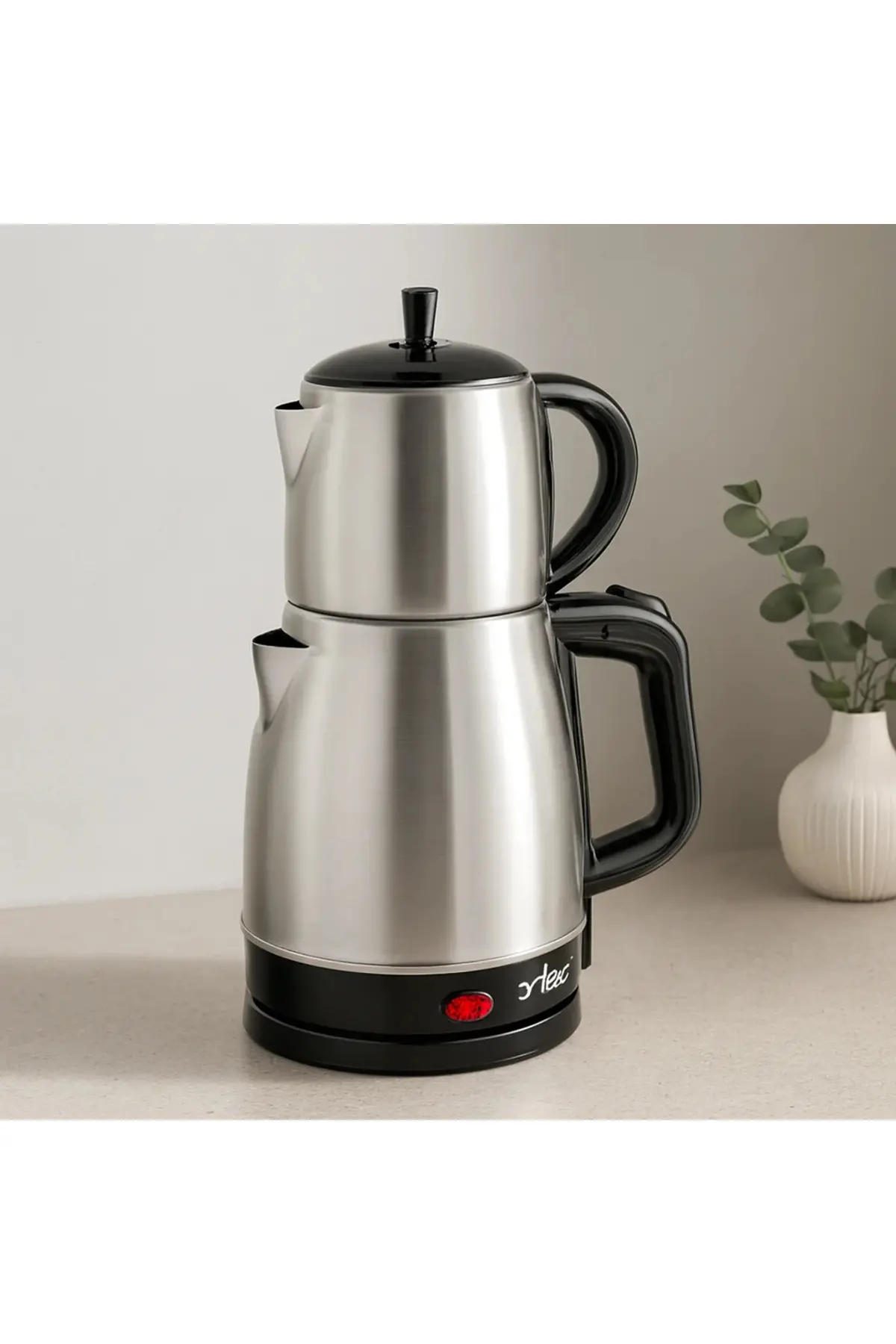 2in1 Çaycı & Kettle Elektrikli Çay Makinesi 1.7L + 0.7L Çelik