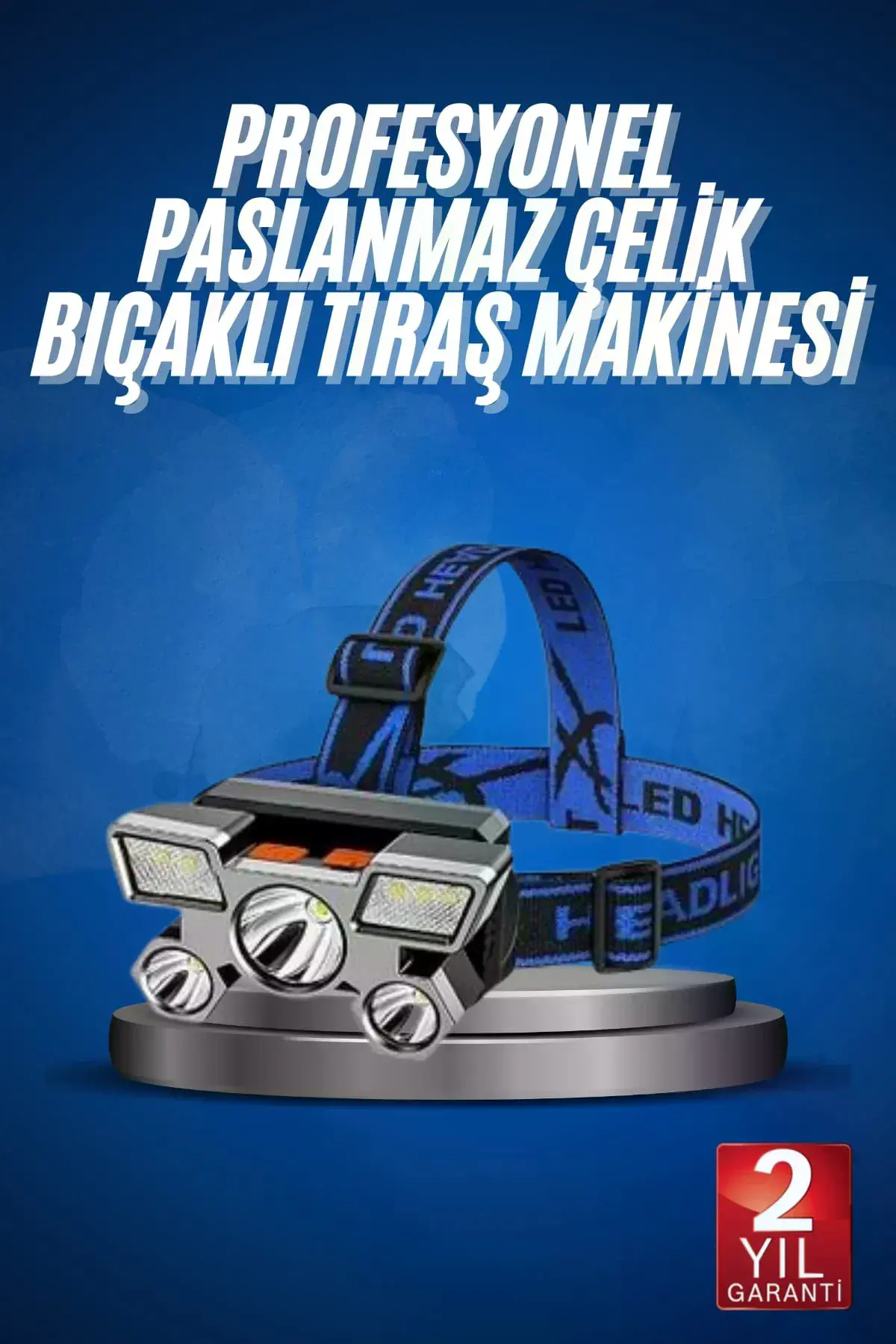 5 LED Far Şarj Edilebilir Güçlü Kafa Lambası Kamp Lambası 4 Modlu