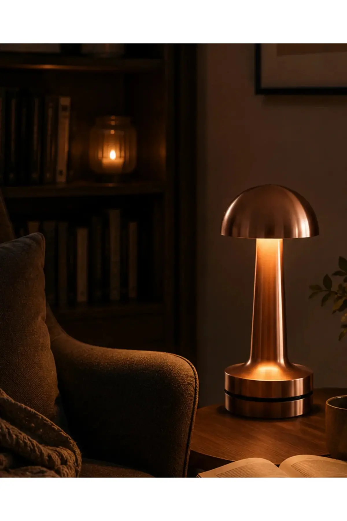 Dokunmatik Mantar Gece Lambası Bronz LED Masa Aydınlatması