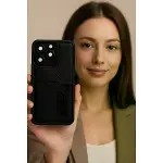 Apple İphone 16e Kılıf Sara Kartvizitli Deri Kılıf - Lacivert-4