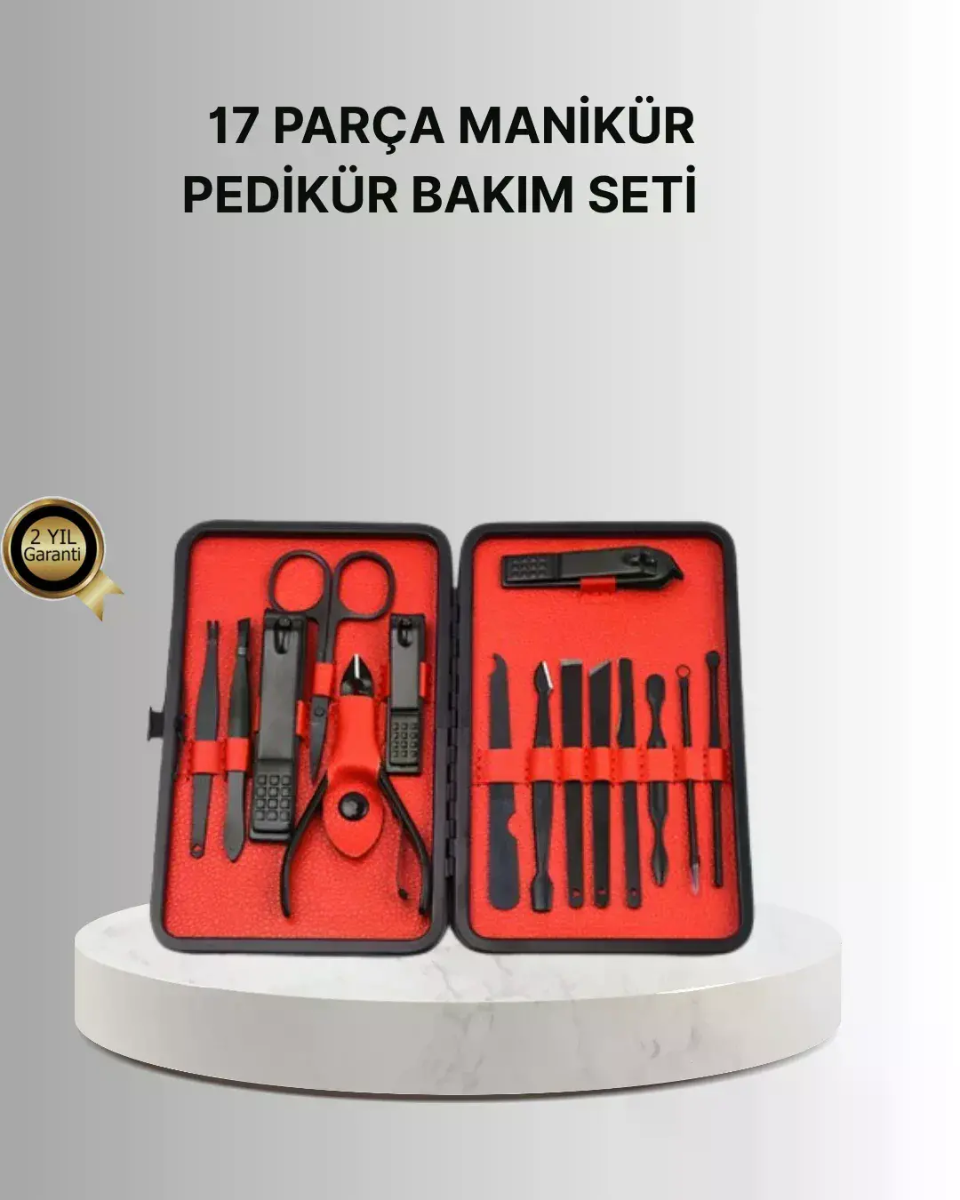 Şık Kutu Tasarımlı 17 Parça Manikür Pedikür Seti Dayanıklı ve Hijyenik