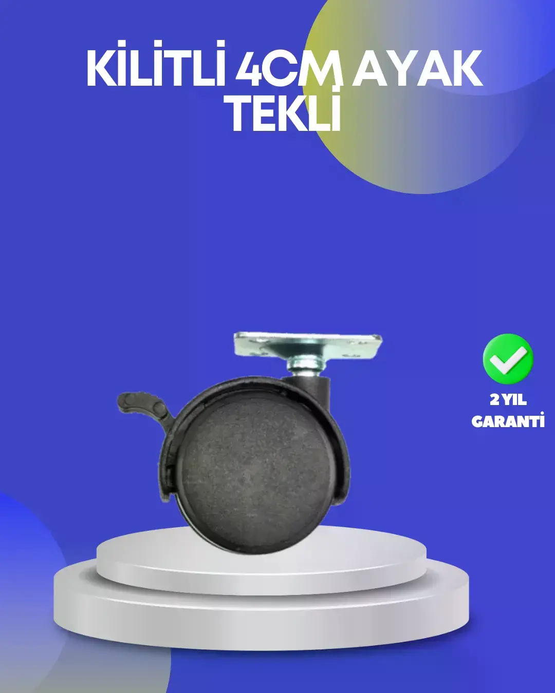 Dolap ve Raflar İçin 4 cm Kilitli Tekerlek Tekli