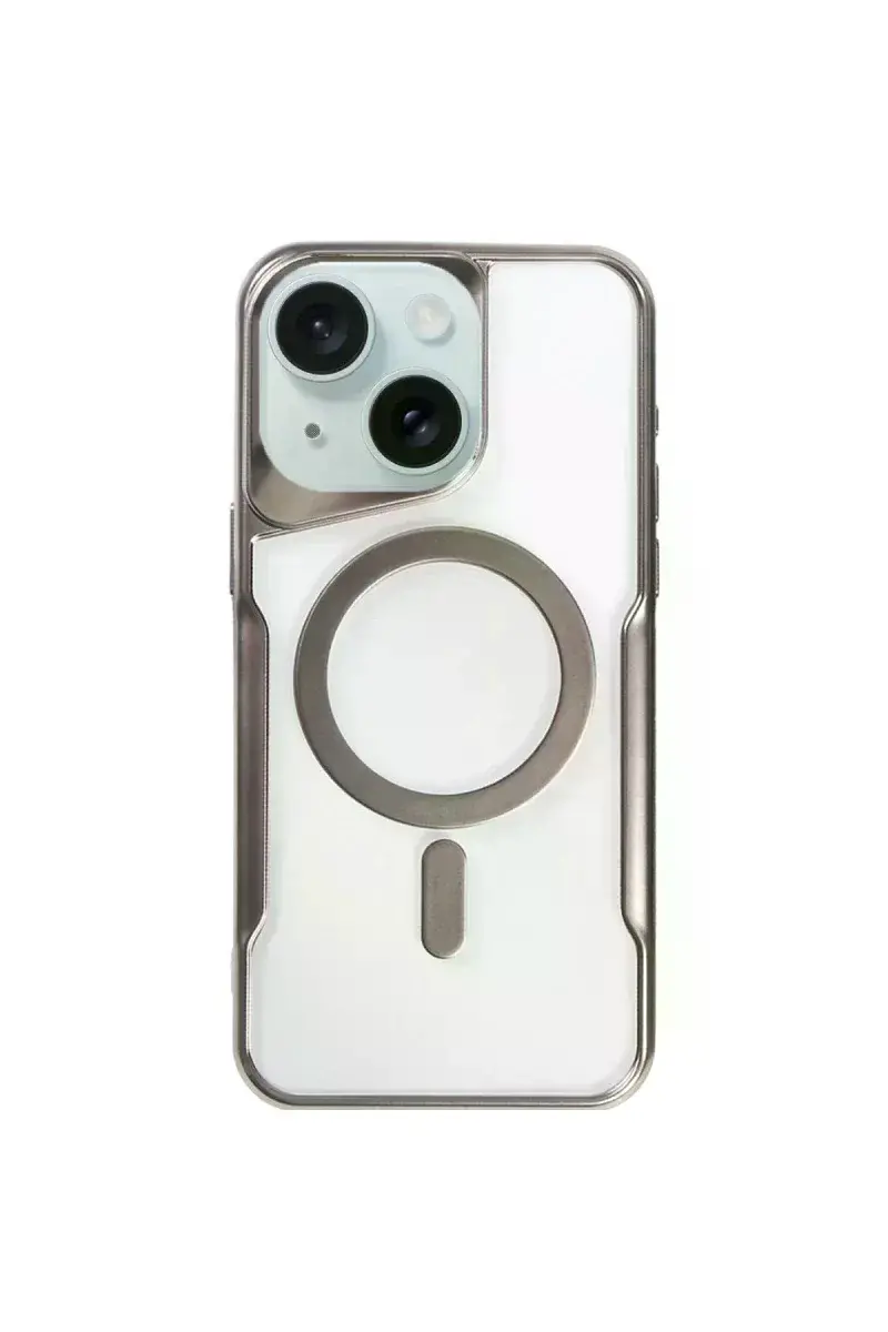 Apple iPhone 15 Kılıf Boyi Magsafe Silikon Kapak - Titan Gri