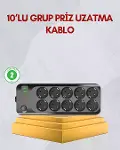 10 Prizli Uzatma Kablosu Termal Koruma USB Type-C Hızlı Şarj 2500W-1