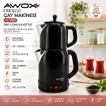 Awox Fresco Siyah Elektrikli Çay Makinesi Çaycı Set 1.7LT Su Isıtıcı + 1.2LT Demlik Paslanmaz Çelik-3