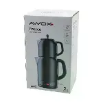 Awox Fresco Siyah Elektrikli Çay Makinesi Çaycı Set 1.7LT Su Isıtıcı + 1.2LT Demlik Paslanmaz Çelik-1