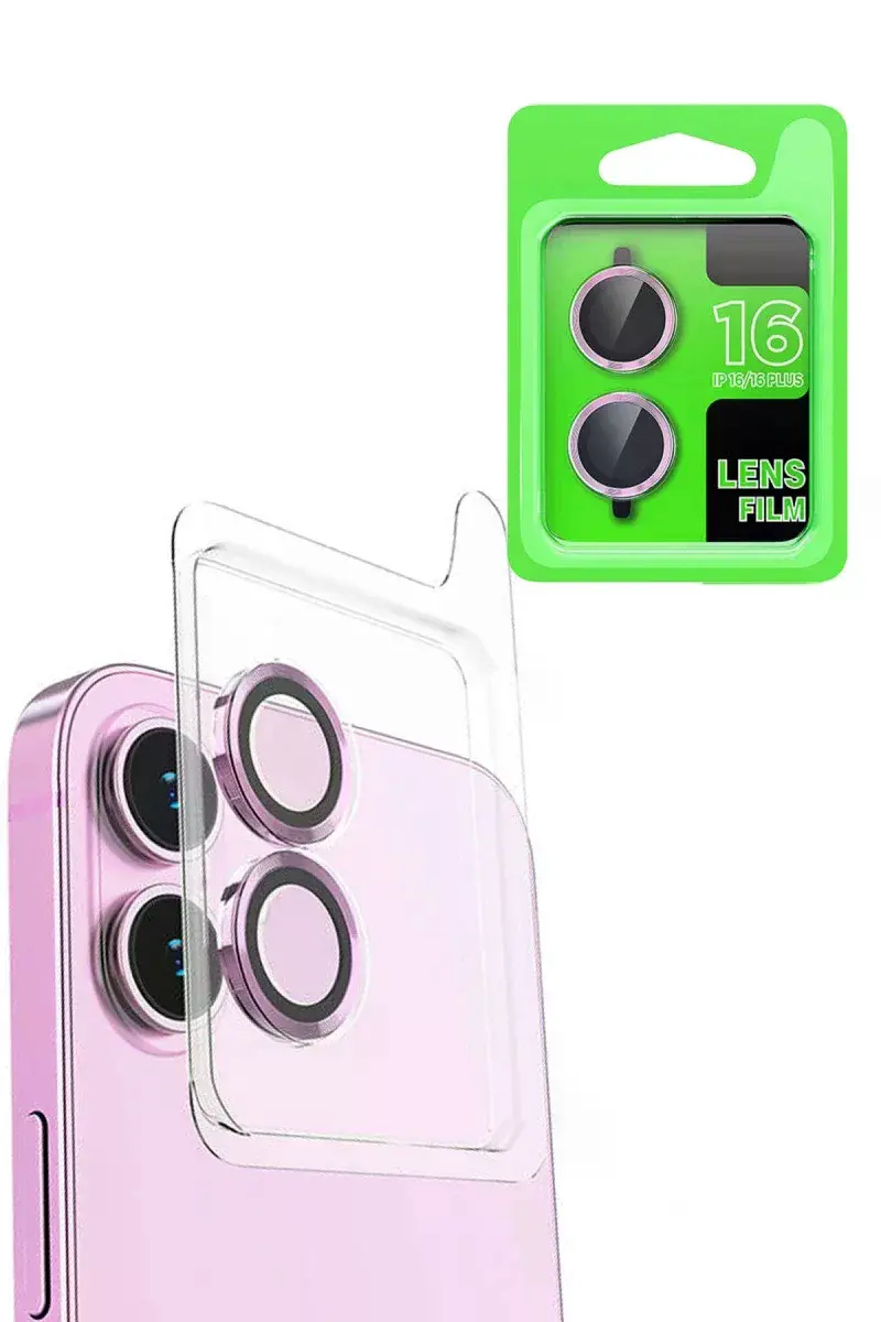 Apple iPhone 16 Plus Raze Metal Kamera Lens - Pembe
