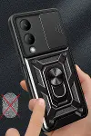 Vivo Y17S Kılıf Pars Lens Yüzüklü Silikon - Kırmızı-3