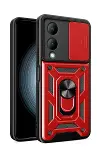 Vivo Y17S Kılıf Pars Lens Yüzüklü Silikon - Kırmızı-1