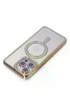 Apple iPhone 14 Pro Kılıf Joke Simli Magneticsafe Kılıf - Gold-4
