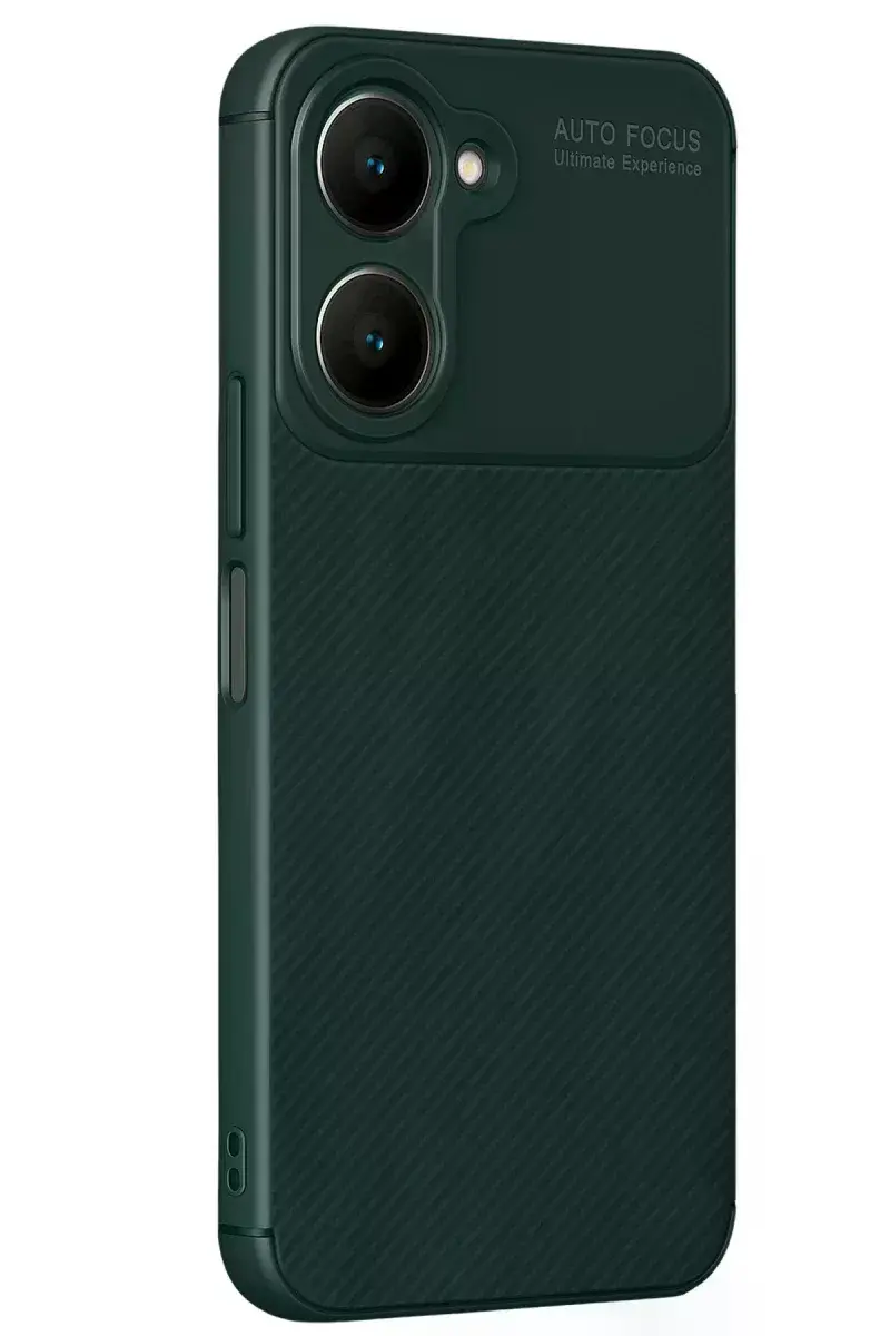 Vivo Y18 Kılıf Auto Focus Karbon Kapak - Koyu Yeşil