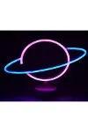 Neon Işıklı Satürn Lamba Pil+usb Mz-503-1