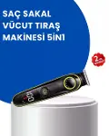 Uzun Pil Ömürlü LED Göstergeli Erkek Bakım Seti 5-in-1 Saç Sakal Tıraş Makinesi-2