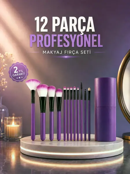 12’li Profesyonel Makyaj Fırça Seti Ultra Yumuşak Sentetik Kıllı