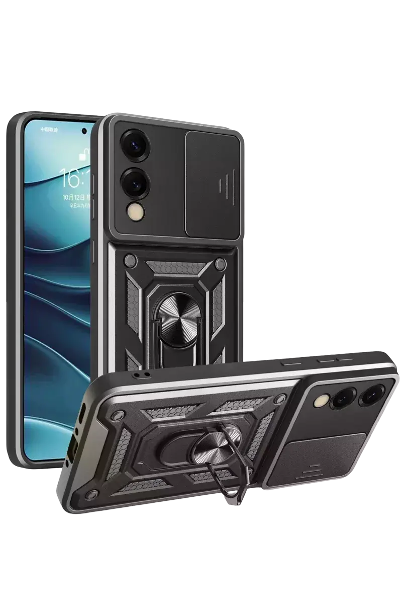 Samsung Galaxy S25 Edge Pars Lens Yüzüklü Silikon - Siyah