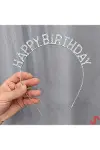 Gümüş Kristal Taşlı Happy Birthday Doğum Günü Tacı İthal Ürün A Kalite 17x16 Cm-4