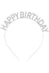 Gümüş Kristal Taşlı Happy Birthday Doğum Günü Tacı İthal Ürün A Kalite 17x16 Cm-1