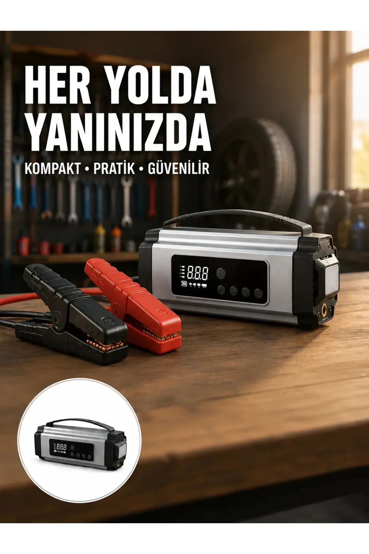 Acil Durumlar İçin Çok Fonksiyonlu Araç Akü Takviyesi Hava Kompresörü ve Güç Kaynağı Yeni Nesil
