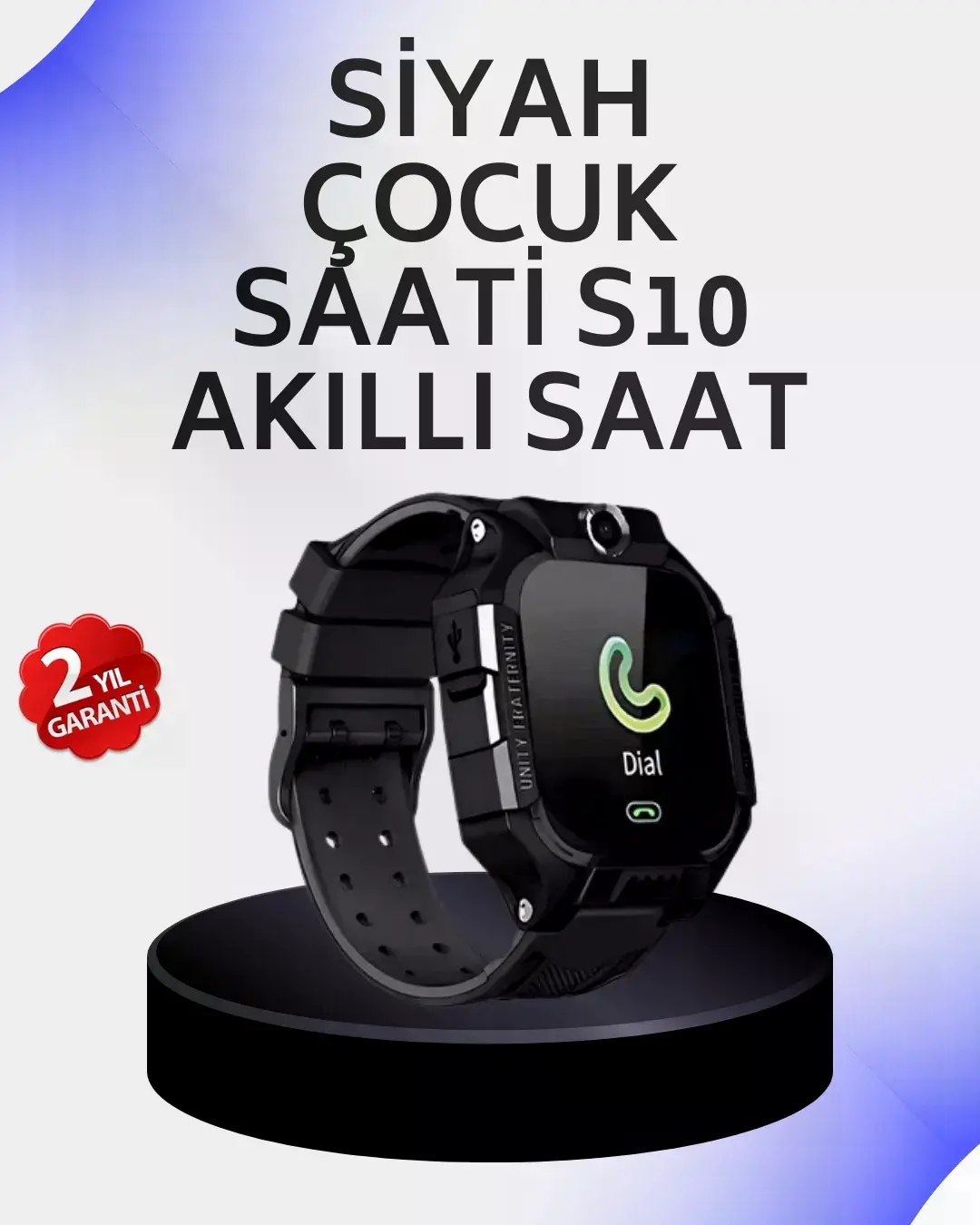 S10 Akıllı Çocuk Saati Siyah Tasarım Adımsayar ve Alarm Fonksiyonu