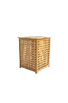 Kalın Ahşap Bambu Kirli Çamaşır Sepeti Kumaş Çantalı SEPET=40X40X58CM-4