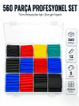 560 Parça Kablo İzolasyon Makaron Seti 12 Ölçü 5 Renk Heat Shrink Tube Organizer Kutulu-2