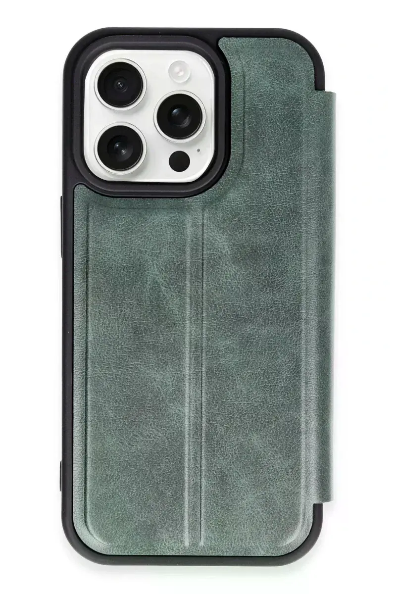 Apple iPhone 14 Pro Max Kılıf Flip Cover - Koyu Yeşil