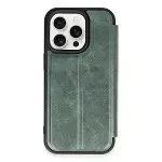 Apple iPhone 14 Pro Max Kılıf Flip Cover - Koyu Yeşil-3