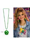 Retro Disko Topu Şekilli 80'ler 90'lar Yeşil Renk Plastik Kolye-1