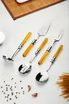 5 Parça Platin Servis Seti & Servis Sunum Seti Amber ( Kepçe / Kevgir / Sıpatula / Çatal / Kaşık )-2