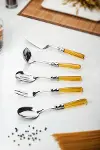 5 Parça Platin Servis Seti & Servis Sunum Seti Amber ( Kepçe / Kevgir / Sıpatula / Çatal / Kaşık )-3