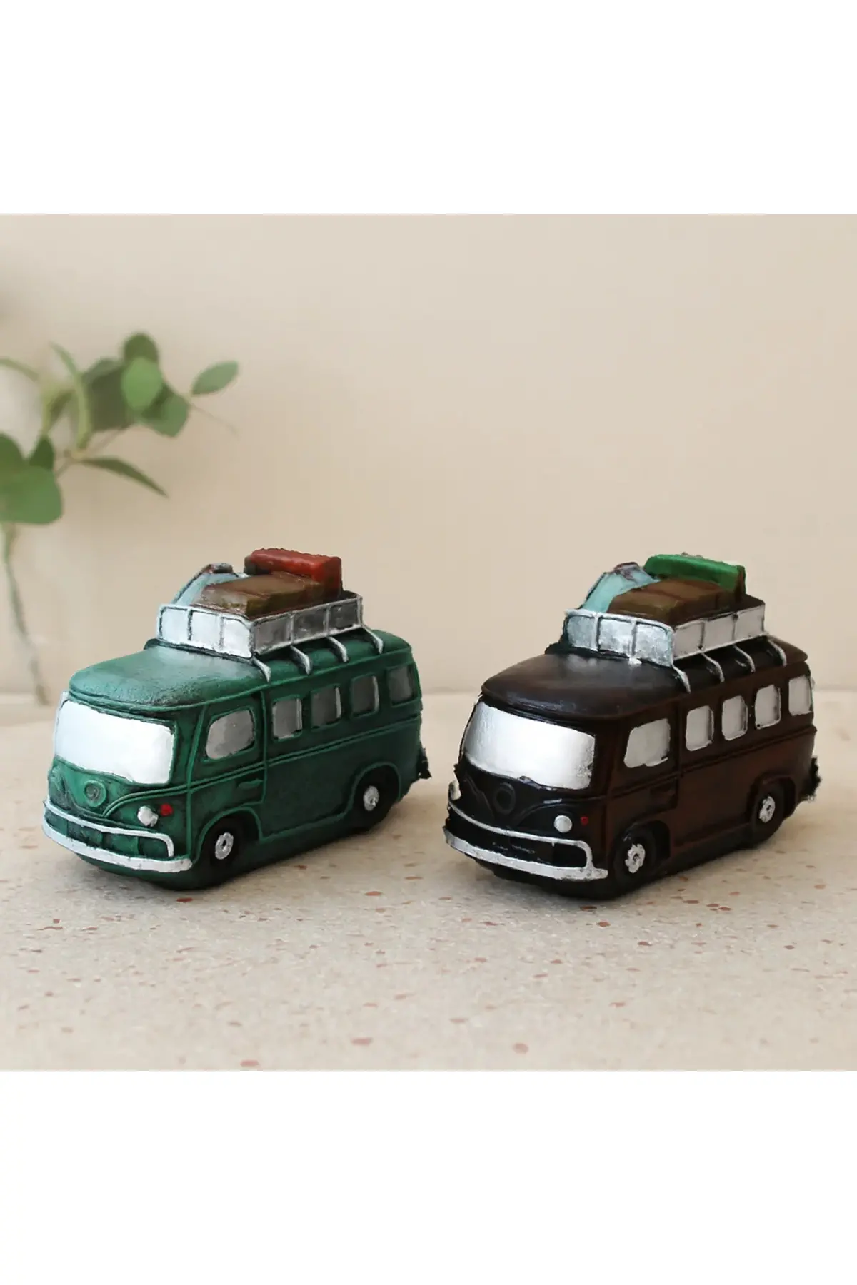 Vintage Otobüs Dekoratif Biblo Kumbara Reçine 22x14x9 cm