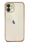 Apple iPhone 12 Kılıf Razer Lensli Silikon - Gold-1