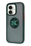 Apple iPhone 16 Kılıf Montreal Yüzüklü Silikon Kapak - Yeşil-2