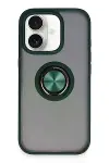 Apple iPhone 16 Kılıf Montreal Yüzüklü Silikon Kapak - Yeşil-1