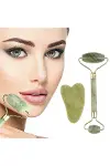 Çift Taraflı 2li Cilt Yüz Masaj Aleti Jade Roller Yeşim Taşı Seti-1