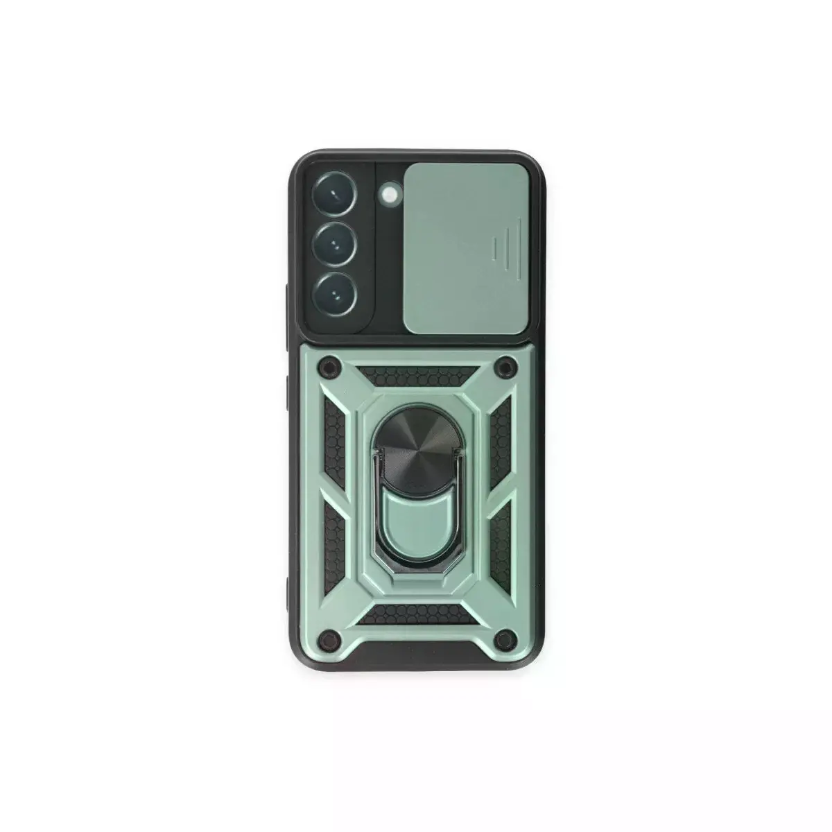 Samsung Galaxy S24 Kılıf Pars Lens Yüzüklü Silikon - Yeşil