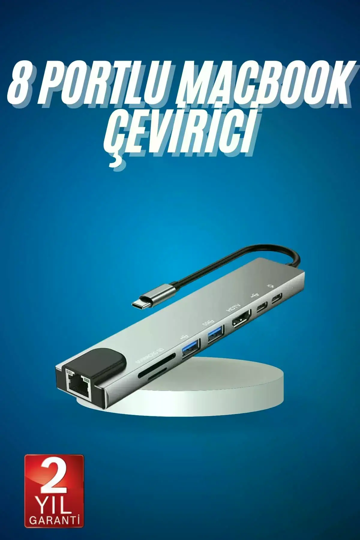 8 Port Çoklayıcı Macbook Ile Uyumlu Çoğaltıcı Type-C dönüştürücü TF SD kart